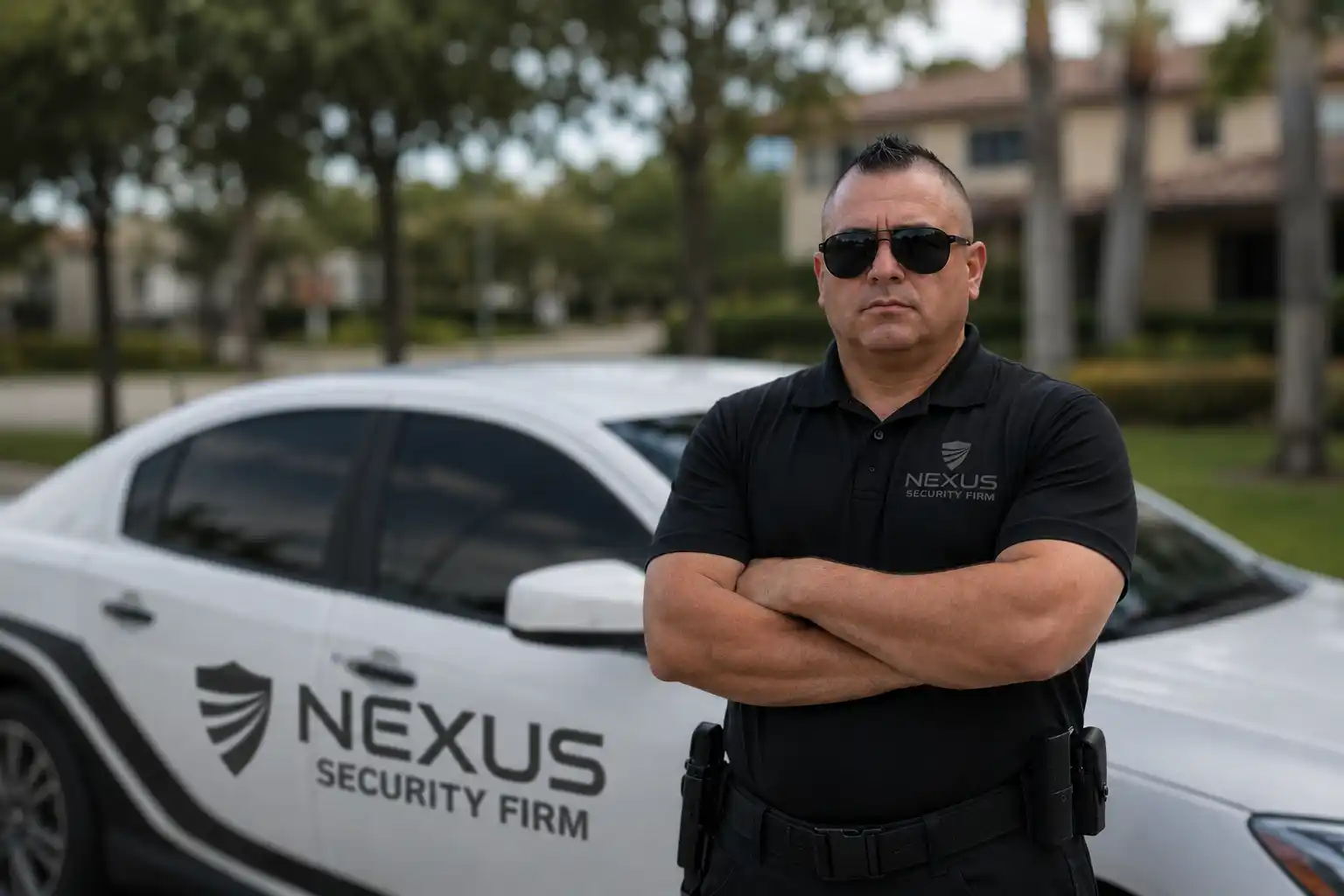 security guard in florida standing outside